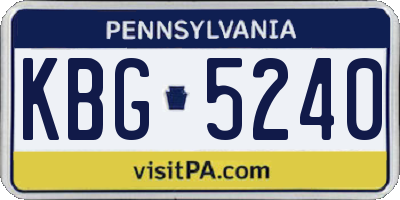 PA license plate KBG5240