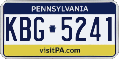 PA license plate KBG5241