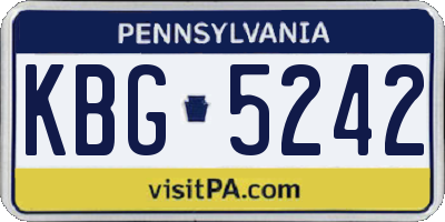 PA license plate KBG5242