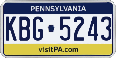 PA license plate KBG5243