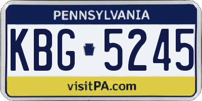 PA license plate KBG5245