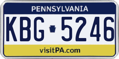 PA license plate KBG5246