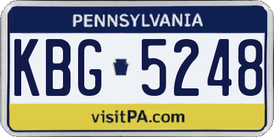 PA license plate KBG5248