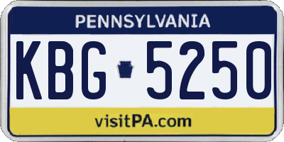 PA license plate KBG5250