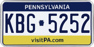 PA license plate KBG5252