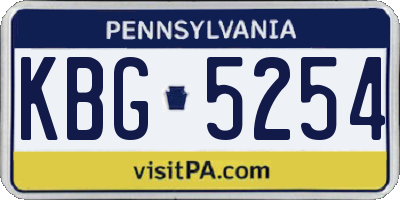 PA license plate KBG5254