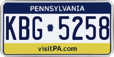 PA license plate KBG5258