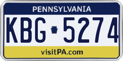 PA license plate KBG5274