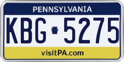 PA license plate KBG5275