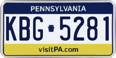 PA license plate KBG5281