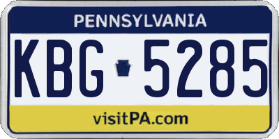 PA license plate KBG5285