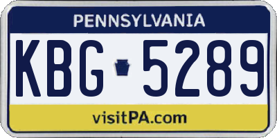 PA license plate KBG5289