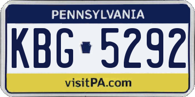 PA license plate KBG5292