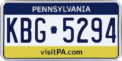 PA license plate KBG5294