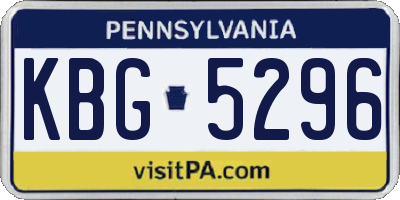 PA license plate KBG5296