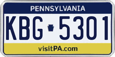PA license plate KBG5301