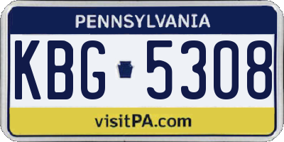 PA license plate KBG5308
