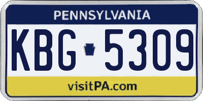 PA license plate KBG5309