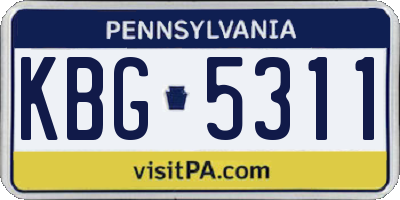 PA license plate KBG5311