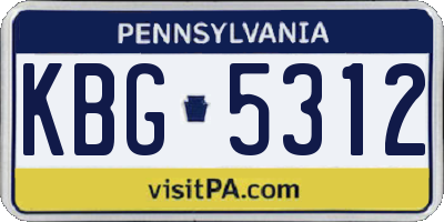 PA license plate KBG5312