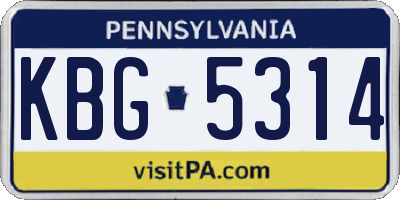 PA license plate KBG5314