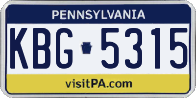 PA license plate KBG5315