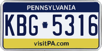 PA license plate KBG5316