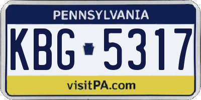 PA license plate KBG5317