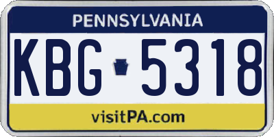 PA license plate KBG5318