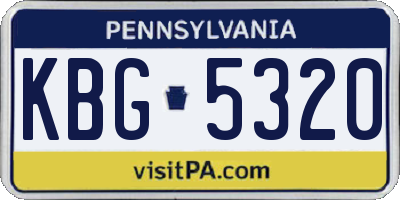 PA license plate KBG5320