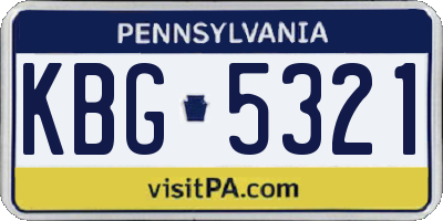PA license plate KBG5321