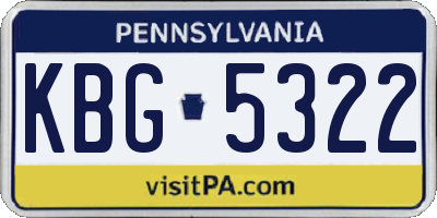 PA license plate KBG5322