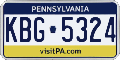 PA license plate KBG5324