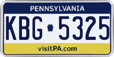 PA license plate KBG5325
