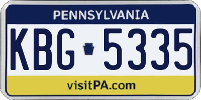 PA license plate KBG5335