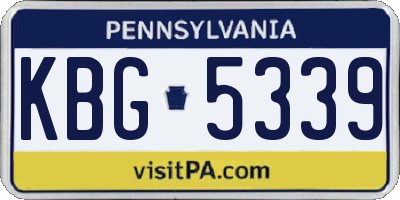 PA license plate KBG5339