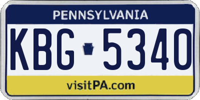 PA license plate KBG5340