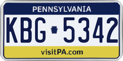 PA license plate KBG5342