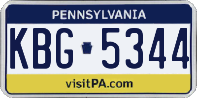 PA license plate KBG5344