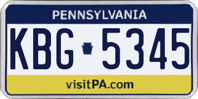 PA license plate KBG5345