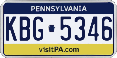 PA license plate KBG5346