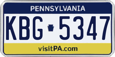 PA license plate KBG5347
