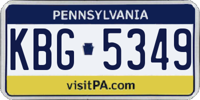 PA license plate KBG5349