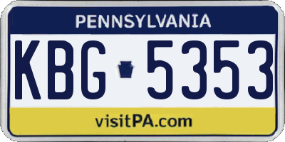 PA license plate KBG5353