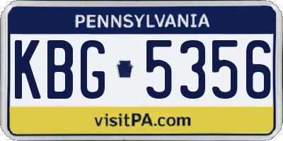 PA license plate KBG5356