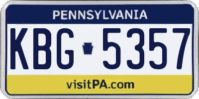 PA license plate KBG5357