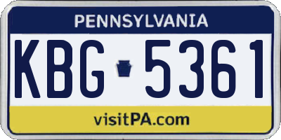 PA license plate KBG5361