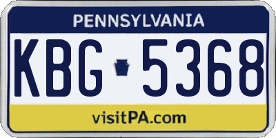 PA license plate KBG5368