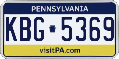 PA license plate KBG5369