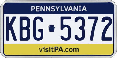 PA license plate KBG5372